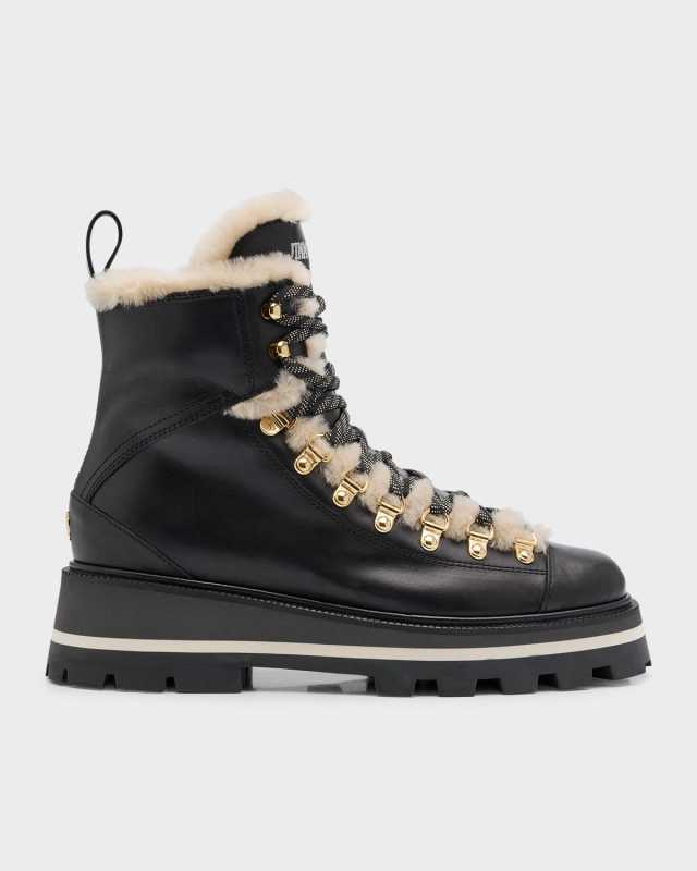 Leather Shearling Hiking Boots